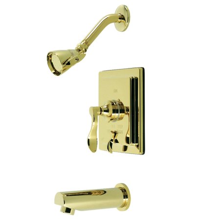 KINGSTON BRASS Tub and Shower Faucet, Polished Brass, Wall Mount KB86520DFL